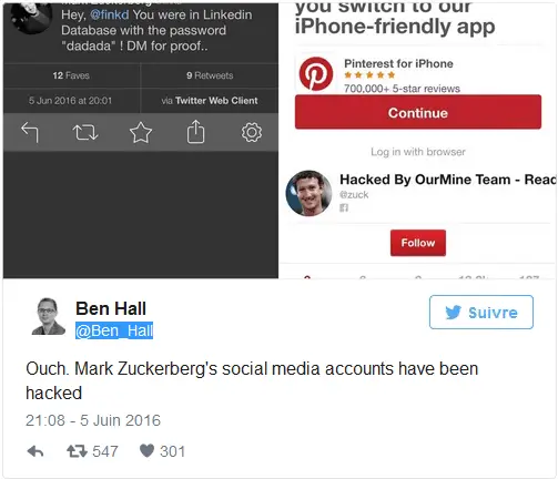Mark Zuckerberg hack twitter