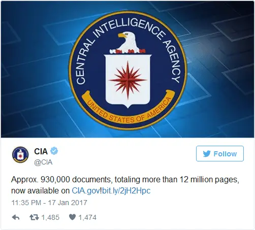 CIA documents declassifies twitter 20 01 2017