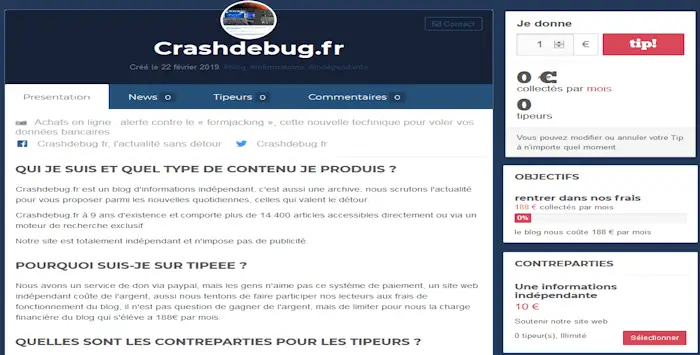 Crashdebug tipeee