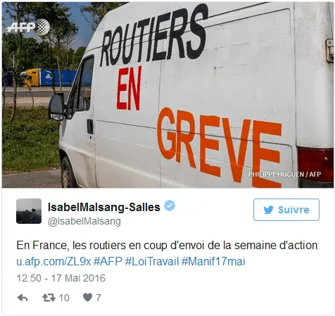Routier en greve 18 05 2016