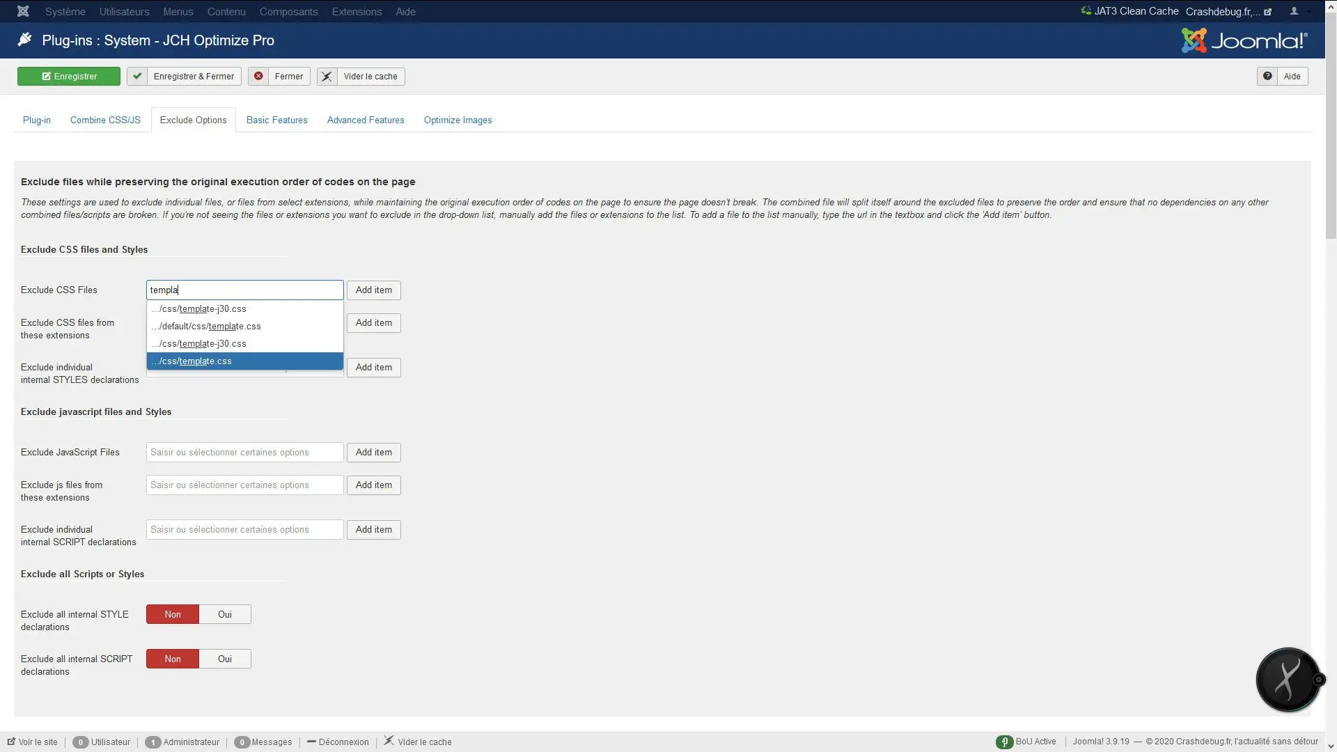 Selection template jch