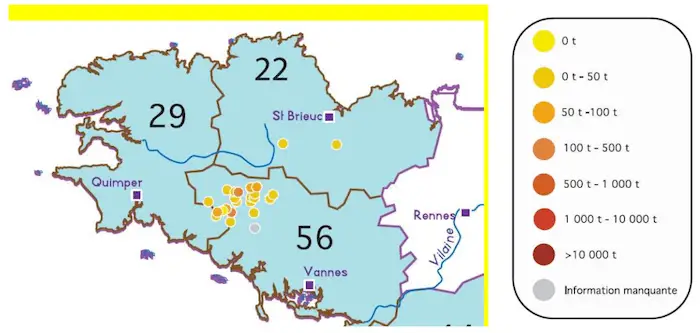 carte 01 criirad mines d uranium en bretagne et tonnage extrait